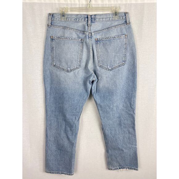 AGOLDE Jeans Riley High Rise Straight Crop Distressed Clear Skies Casual Capsule - Picture 7 of 11